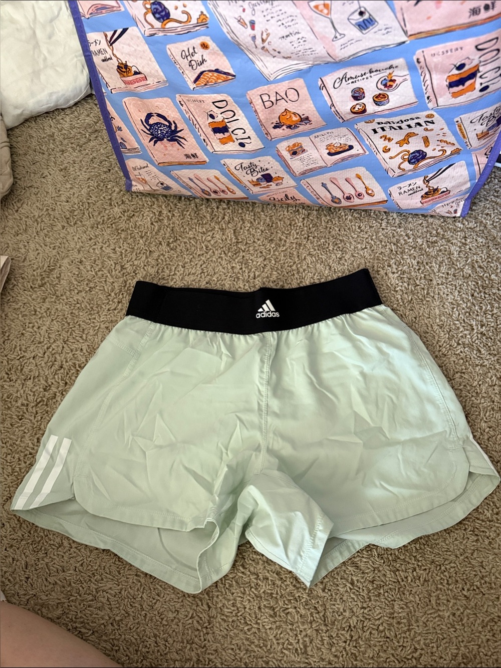 adidas Mint Green Athletic Shorts with Black Waistband
